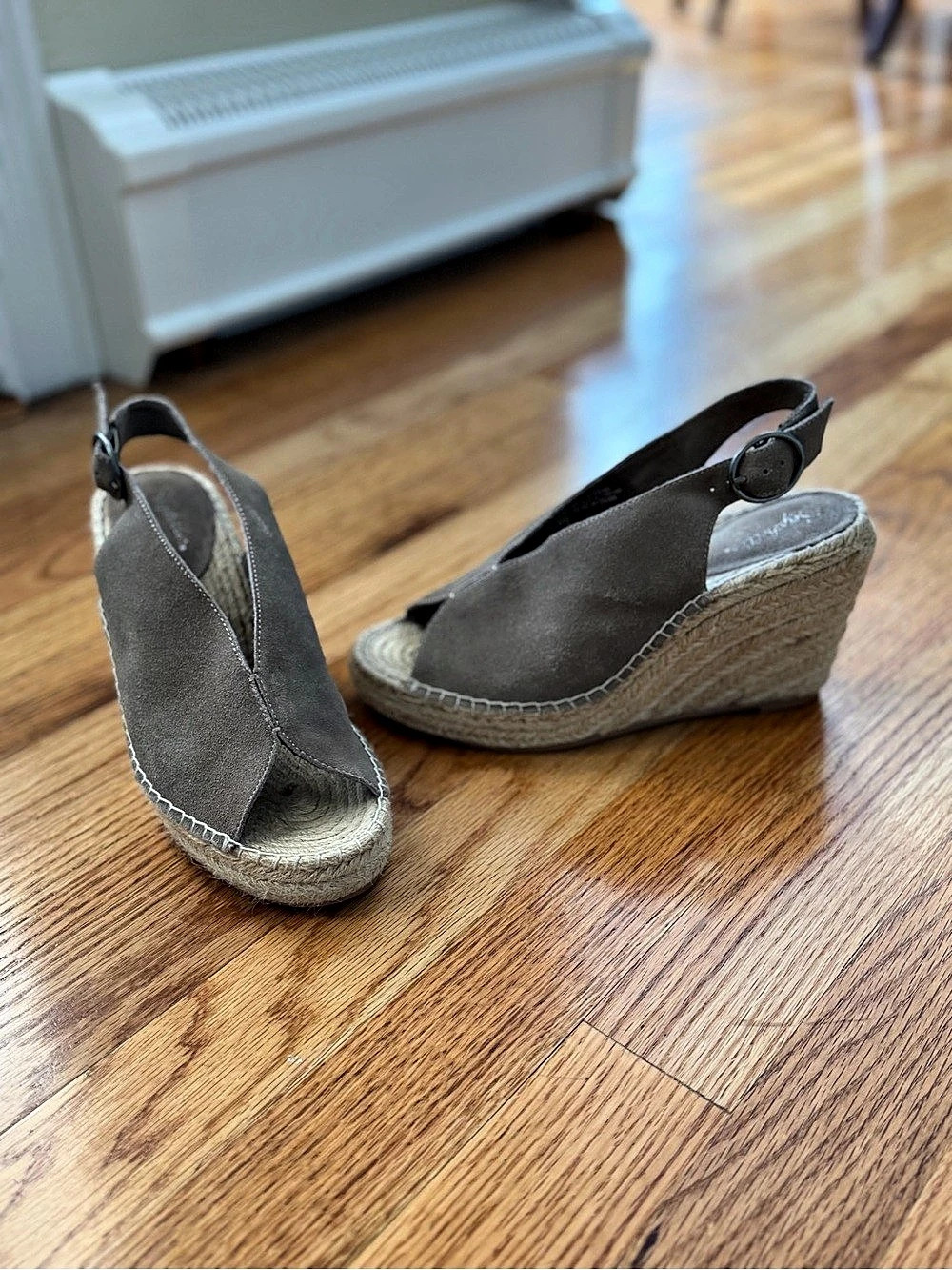 Splendid Fairfax Suede Espadrille Wedge Gray Espadrille Wedge Sandals